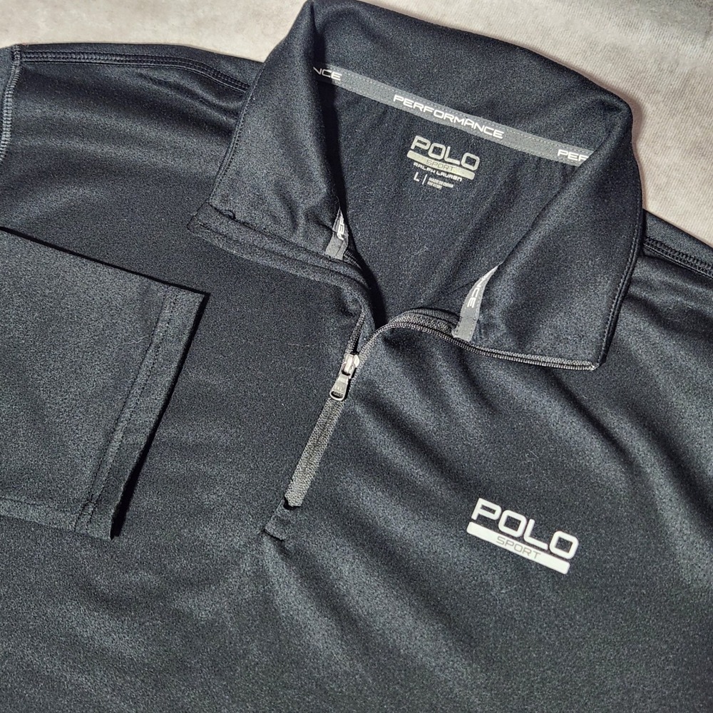 Polo Sport Ralph Lauren Mens Large Black ThermoVent Performance 1/4 Zip Top